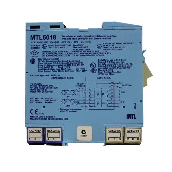MTL5018 New MTL Two-channel Switch/Proximity Detector Interface